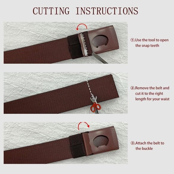 Women\'s 2 Canvas Black And Brown Adjustable Elastic Web Belt Top Military Buckle